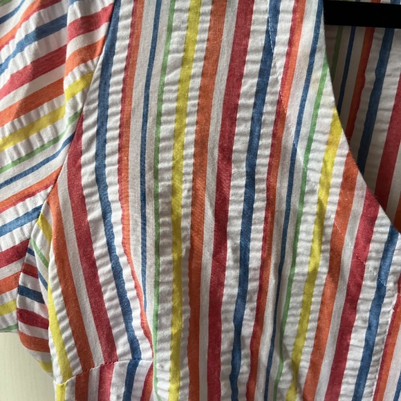 Rainbow Stripe Button Up Wrap Dress, Woman Within, size 20W - Picture 3 of 7